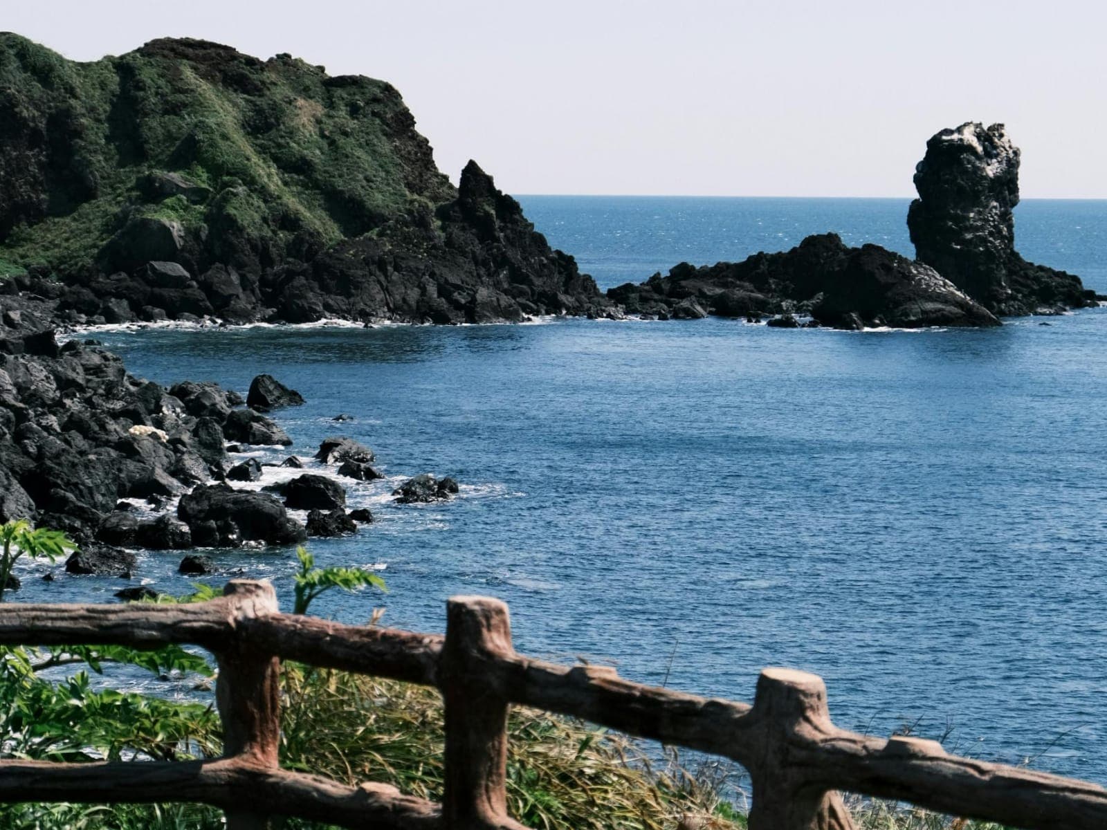 Volcanic sea cliffs on the Jeju coastline